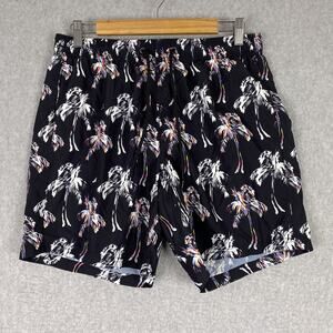 Sundek Shorts Mens M Funky Palm Print Elastic Waist Swim Shorts All Over Print